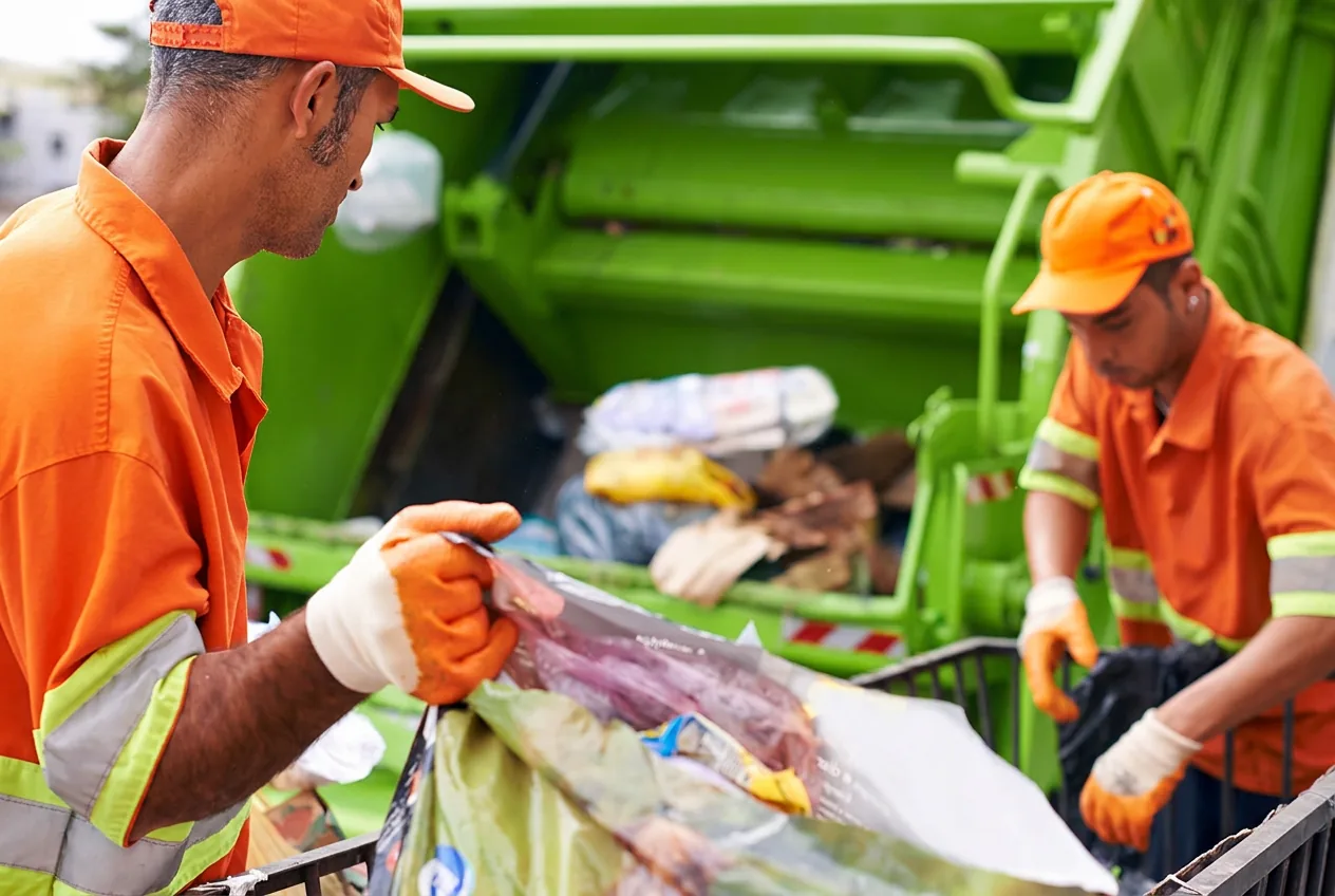 Equipe trabalhando na coleta de resíduos